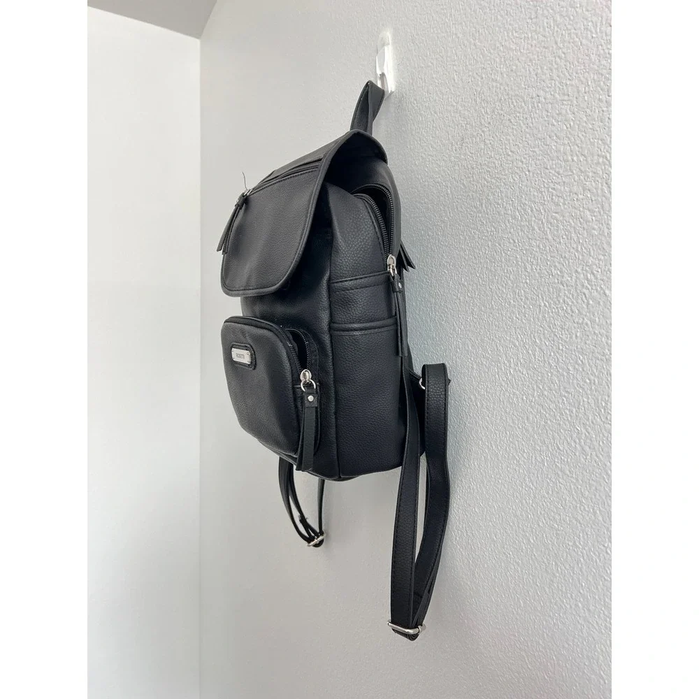 Rosetti Black Tinley Faux Leather Mini Backpack OS Goth School Casual Chic